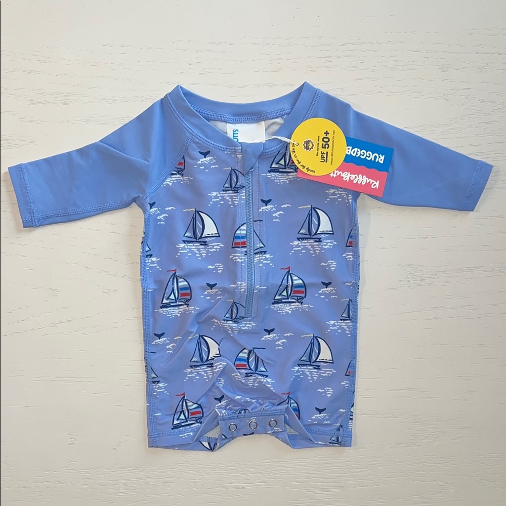 Ruggedbutts Baby Boy Sailboat Nautical Rashguard Swim 0-3 3-6 6-12 months